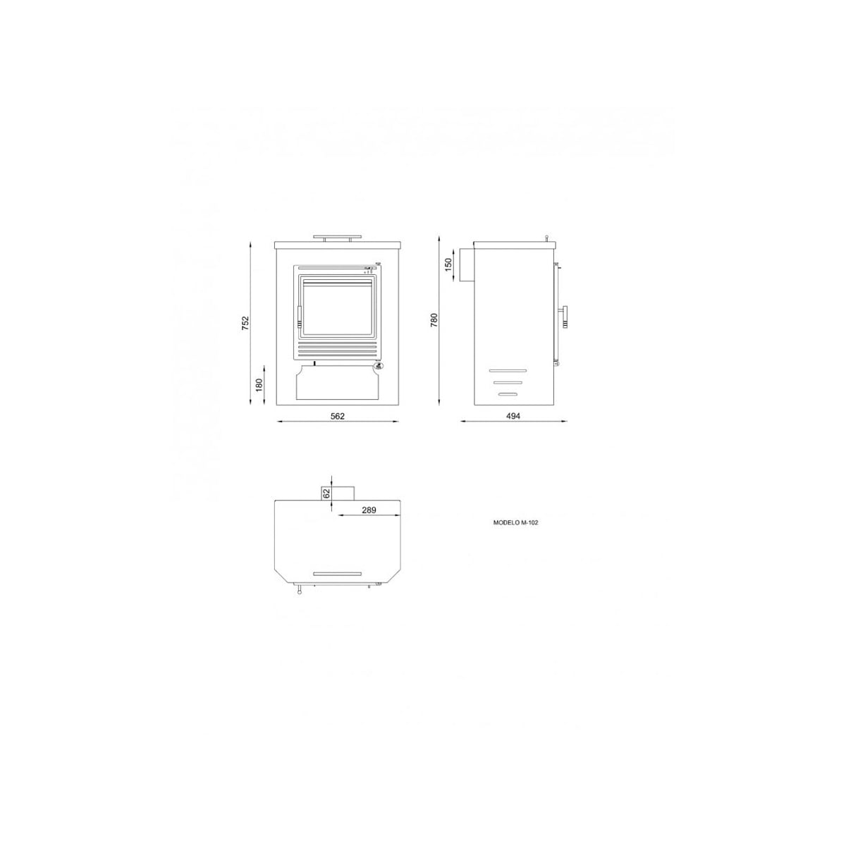 Estufa de Leña Modelo M-107 sin turbina - Maison de Luxe