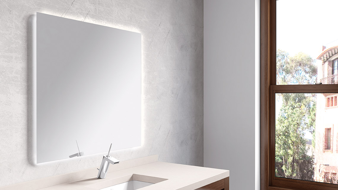 Conjunto mueble de baño Lagos fondo reducido 22 cm suspendido 1 puerta 40  cm y espejo Visobath - Maison de Luxe