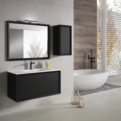 Conjunto mueble de baño Lagos fondo reducido 22 cm suspendido 1 puerta 40  cm y espejo Visobath - Maison de Luxe