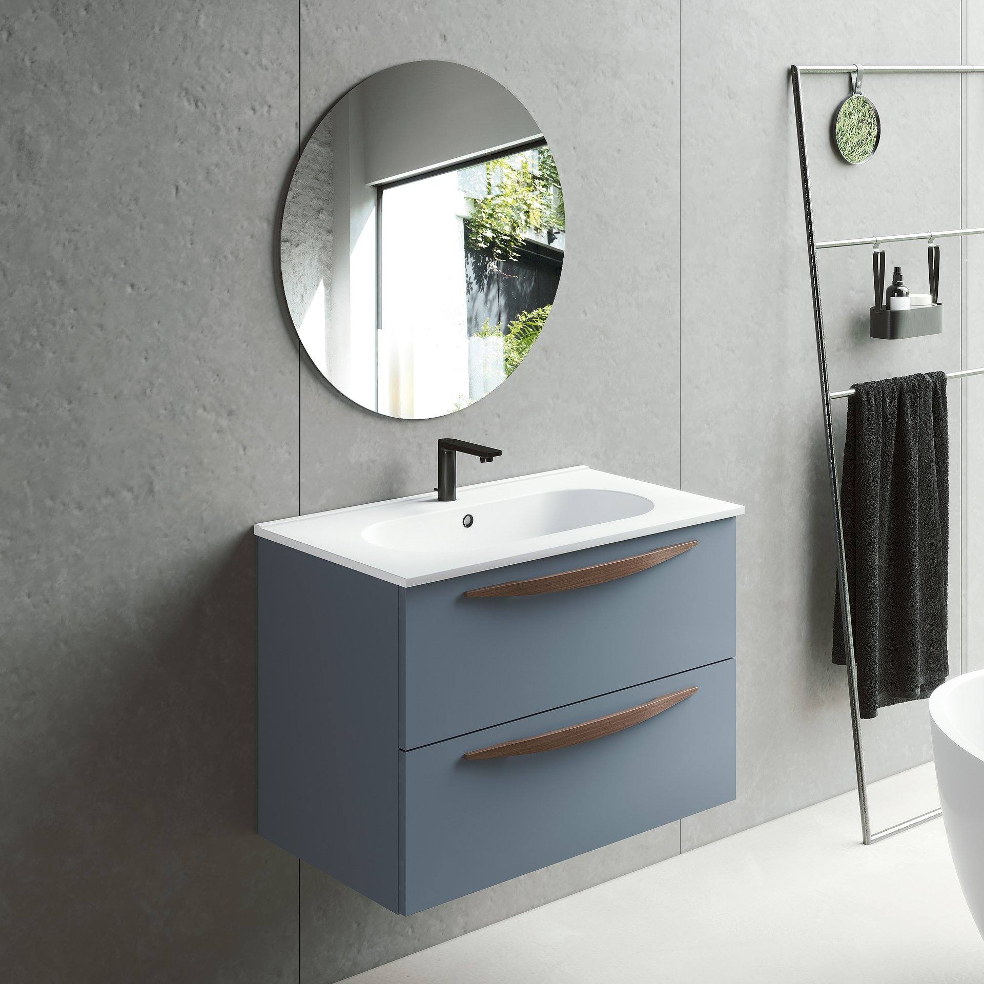 Conjunto mueble de baño de Viso Bath Silk suspendido 2 cajones color ceniza  mate - Maison de Luxe