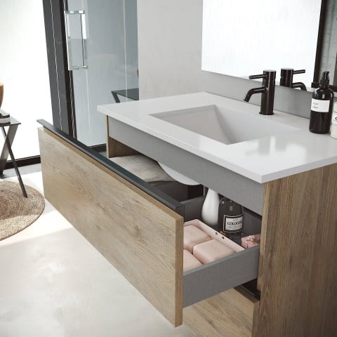 Mueble de Baño GRANADA 100 con 3 cajones y lavabo sobre encimera