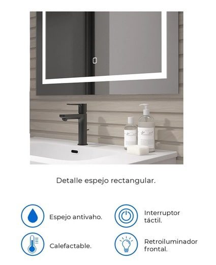Espejo baño LED Rectangular - retroiluminado y antivaho - Maison de Luxe