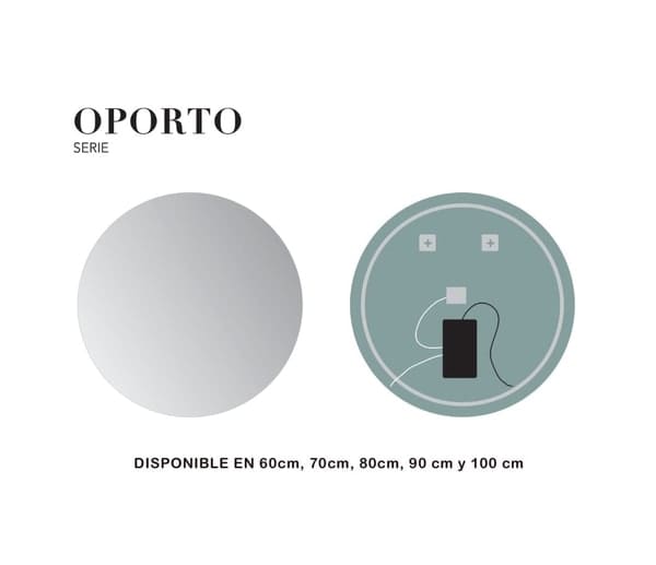 Espejo led redondo retroiluminado Oporto - Maison de Luxe