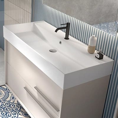 Mueble de baño suspendido 2 cajones sin tirador con lavabo color Musgo  Modelo Decor